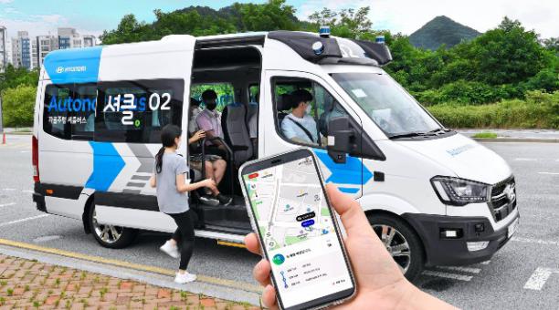 Hyundai Motor presenta un servicio de transporte autónomo que responde a la demanda en Corea del Sur. Foto: Cortesía
